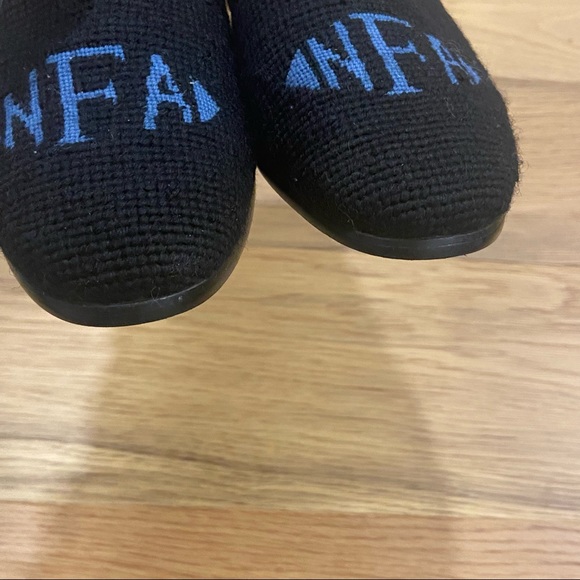 The Larkspur Collection Needlepoint Loafers Monogram NAF FAN NFA Black Blue 7.5 - Picture 3 of 11